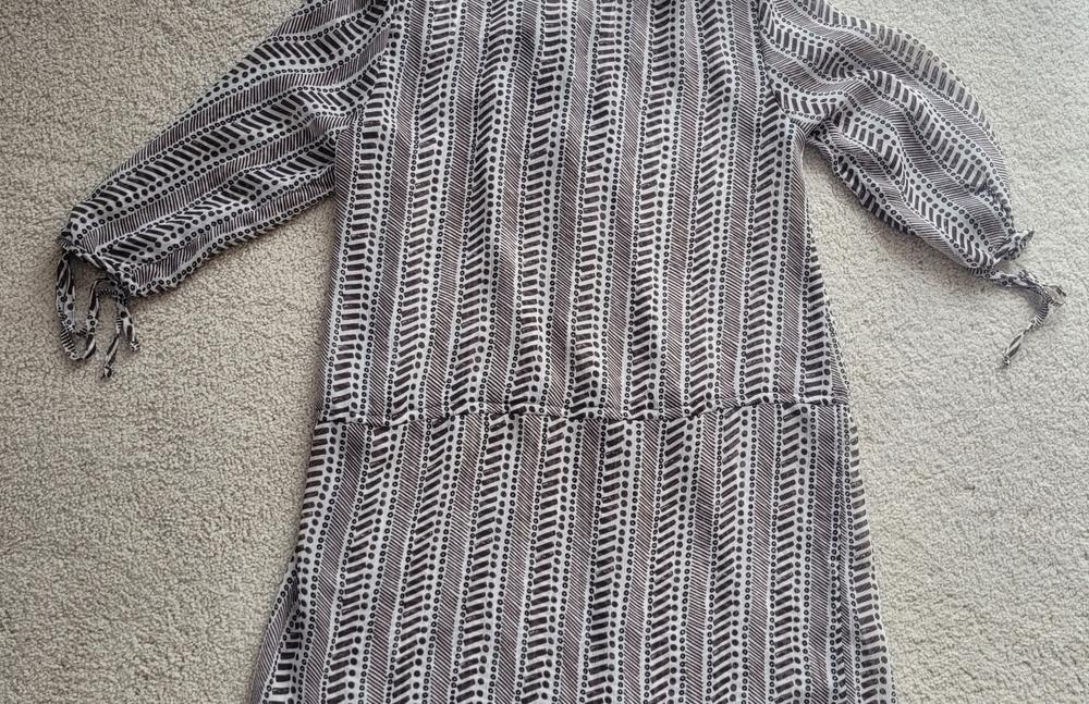 Merona Brown & White Patterned Cover-Up with Drawstring Waist  Lightweight Sz M - Picture 10 of 10